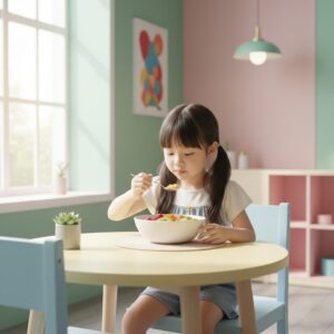 Trẻ tự xúc cơm ăn